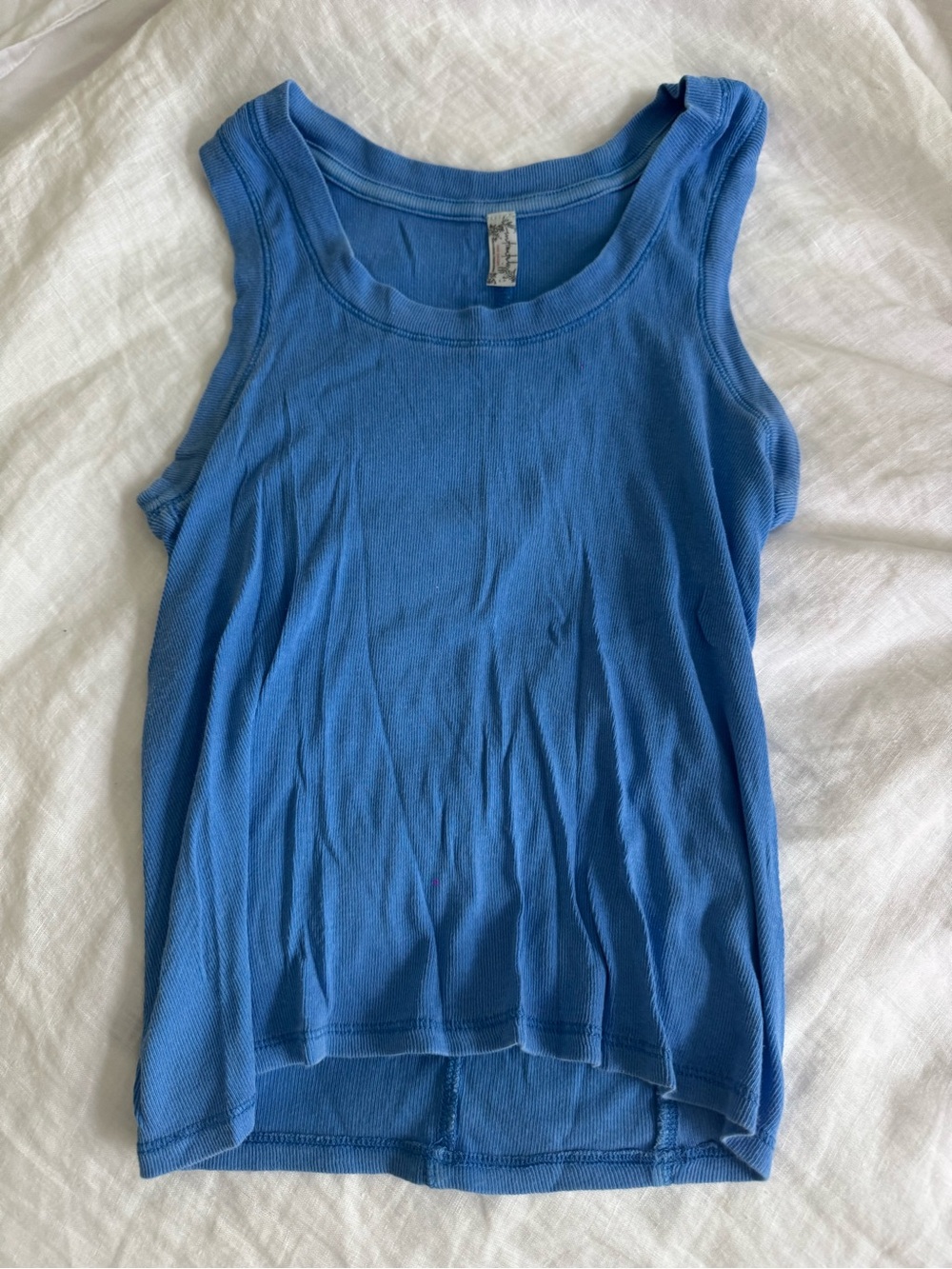 Free People Blue Ribbed Scoop Neck Tank Top